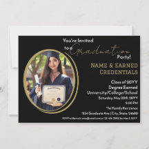 Aangepaste Foto Afstuderen Zwart, Wit & Goud Party