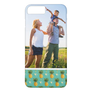 Aangepaste foto-ananassen op geometrisch patroon iPhone 8 plus / 7 plus hoesje