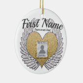 Aangepaste foto Angel Wings en Heart Keramisch Ornament (Rechts)