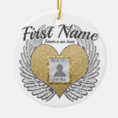 Aangepaste foto Angel Wings en Heart Keramisch Ornament (Voorkant)