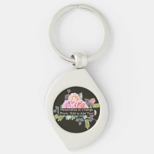 Aangepaste foto Art Name Monogram Quote Heart Shap Sleutelhanger