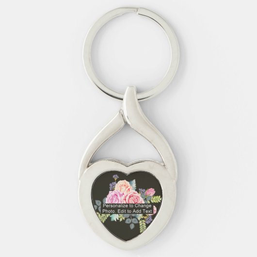 Aangepaste foto Art Name Monogram Quote Heart Shap Sleutelhanger (Voorkant)