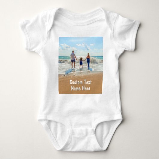 Aangepaste Foto Baby Bodysuit met Tekstnaam (Voorkant)