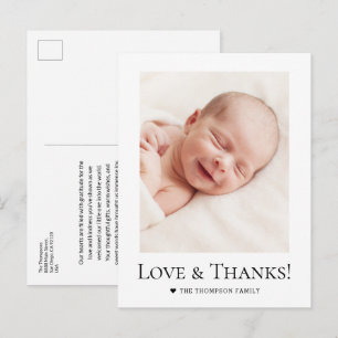 Aangepaste foto Baby Shower Liefde en Dank Briefkaart