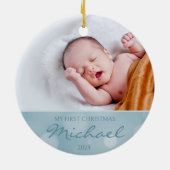 Aangepaste Foto Baby's Eerste Kerst Keramisch Ornament (Achterkant)