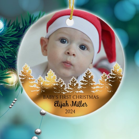 Aangepaste Foto Baby's Eerste Kerst Keramisch Ornament