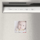 Aangepaste foto | Baptisme Gold Calligrafie Magneet (Insitu (Vaatwasser))