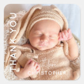 Aangepaste foto Bedankt Vierkante Sticker (Voorkant)