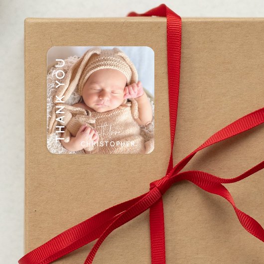 Aangepaste foto Bedankt Vierkante Sticker