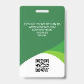 Aangepaste foto bedrijf QR-code personeel groen Badge (Achterkant)