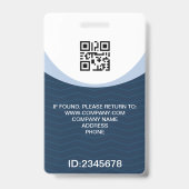 Aangepaste foto bedrijf QR-code werknemer Blauw Badge (Achterkant)