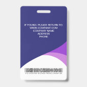 Aangepaste foto bedrijfsbarcode personeel paars badge (Achterkant)