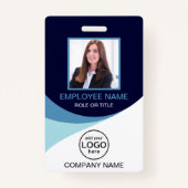 Aangepaste Foto Bedrijfsmedewerker QR Code Blauw Badge (Voorkant)