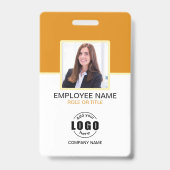 Aangepaste Foto Bedrijfsmedewerker QR Code Geel Badge (Voorzijde)