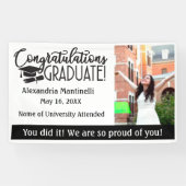 Aangepaste Foto & Bericht Zwart & Wit Afstuderen Spandoek (Horizontaal)