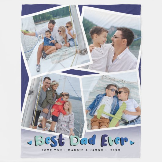 Aangepaste foto 'Best Dad Ever' Keepomwille Fleece Deken (Voorkant)