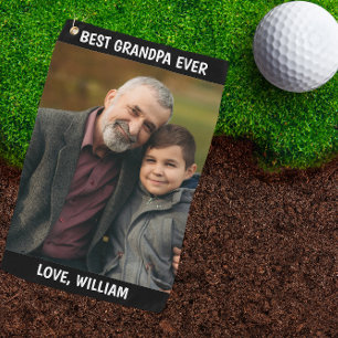 Aangepaste foto Best Grandpa Ever Fathers Day Gift Golfhanddoek