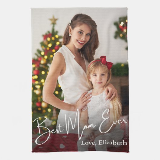 Aangepaste foto beste mam ooit theedoek (Verticaal)