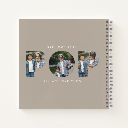 Aangepaste Foto "Beste Pop Ooit" beige modern Notitieboek (Achterkant)