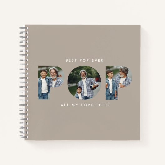 Aangepaste Foto "Beste Pop Ooit" beige modern Notitieboek (Voorkant)