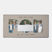 Aangepaste Foto "Beste Pop Ooit" Navy Beige Modern Bureaumat (Keyboard & Muis)