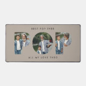 Aangepaste Foto "Beste Pop Ooit" Navy Beige Modern Bureaumat (Voorkant)