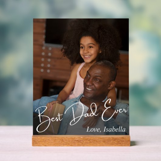 Aangepaste foto beste vader ooit acryl bord (Neutraal)