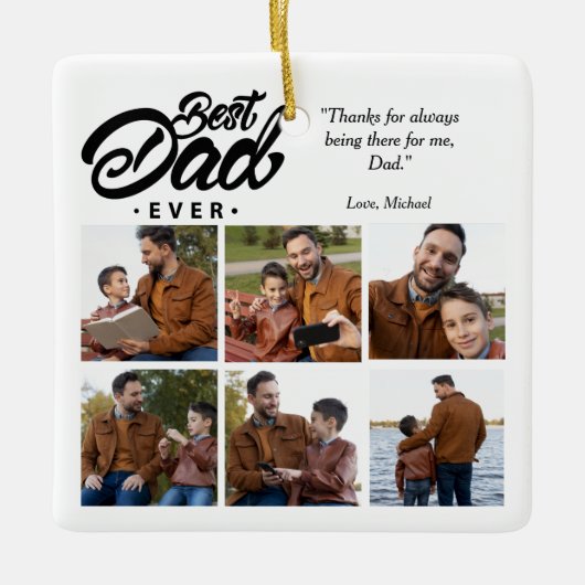 Aangepaste foto beste vader ooit keramisch ornament (Voorkant)
