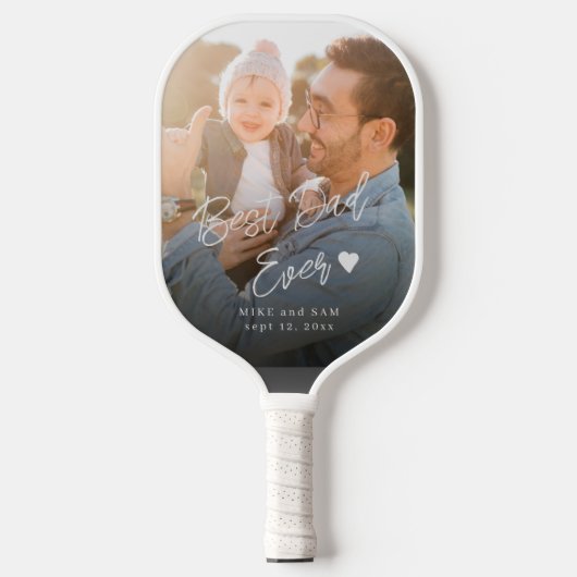 Aangepaste foto beste vader ooit scriptnaam pickleball paddle (Voorkant)