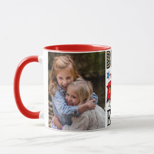 Aangepaste foto beste vader ooit superheld mok (Links)