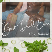 Aangepaste foto beste vader ooit theedoek (Gevouwen)