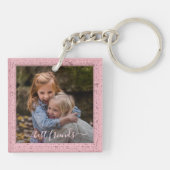Aangepaste Foto Beste Vrienden Voor Altijd Roze Li Sleutelhanger (Achterkant)