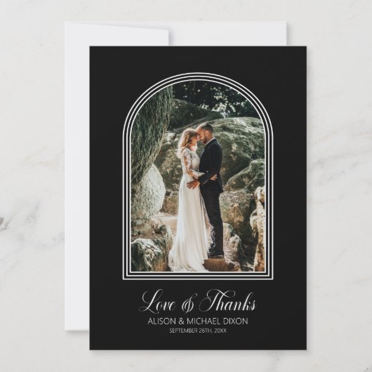Aangepaste foto Black Arch Wedding Bedankkaart (Voorkant)