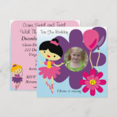 Aangepaste foto Black Hair Ballerina Birthday Invi Kaart (Voorkant / Achterkant)