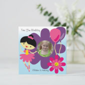 Aangepaste foto Black Hair Ballerina Birthday Invi Kaart (Staand voorkant)