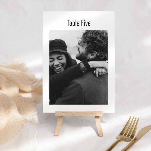 Aangepaste foto Black White Minimalist Modern Wedd Kaart