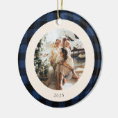 Aangepaste foto  blauw en zwart buffel keramisch ornament (Links)