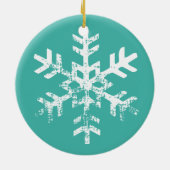 Aangepaste foto Blauwgroen Snowflake Keramisch Ornament (Achterkant)