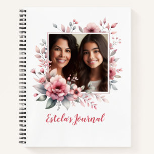 Aangepaste Foto Bloemen Waterverf Gift voor Mam Notitieboek