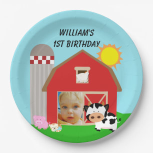 Aangepaste foto Boerderij Happy Birthday Paper Bor Papieren Bordje