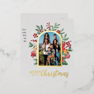 Aangepaste foto botanische groen Kerstmis Folie Feestdagen Briefkaart