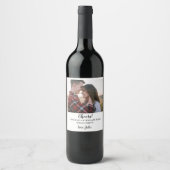 Aangepaste foto bruiloft gunsten verloving wijn etiket (Voorkant)