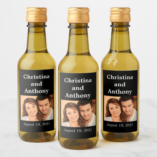 Aangepaste foto Bruiloft Mini Wijn Favor Label Wijn Etiket (Flessen)