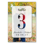Aangepaste foto-bruiloft-tabel nummer 3 kaart (Achterkant)
