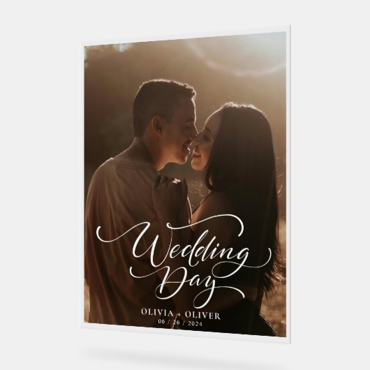 Aangepaste foto bruiloft welkom acryl bord (Hoek)