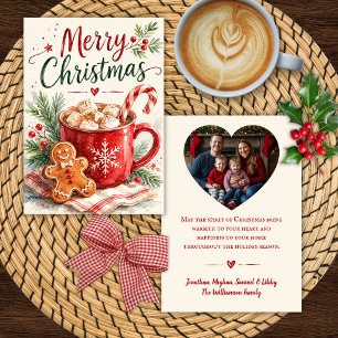 Aangepaste foto Cacao en gemberkoek kerstkaart Kaart