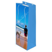 Aangepaste foto-cadeau met foto's en tekst wijn cadeautas (Voorkant Gekanteld)