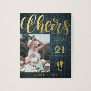 Aangepaste foto Cheers tot 21 jaar verjaardagscade Legpuzzel