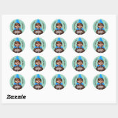 Aangepaste Foto Chocolade Cake Verjaardagsfeest Pe Ronde Sticker (Vel)