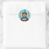 Aangepaste Foto Chocolade Cake Verjaardagsfeest Pe Ronde Sticker (Tas)